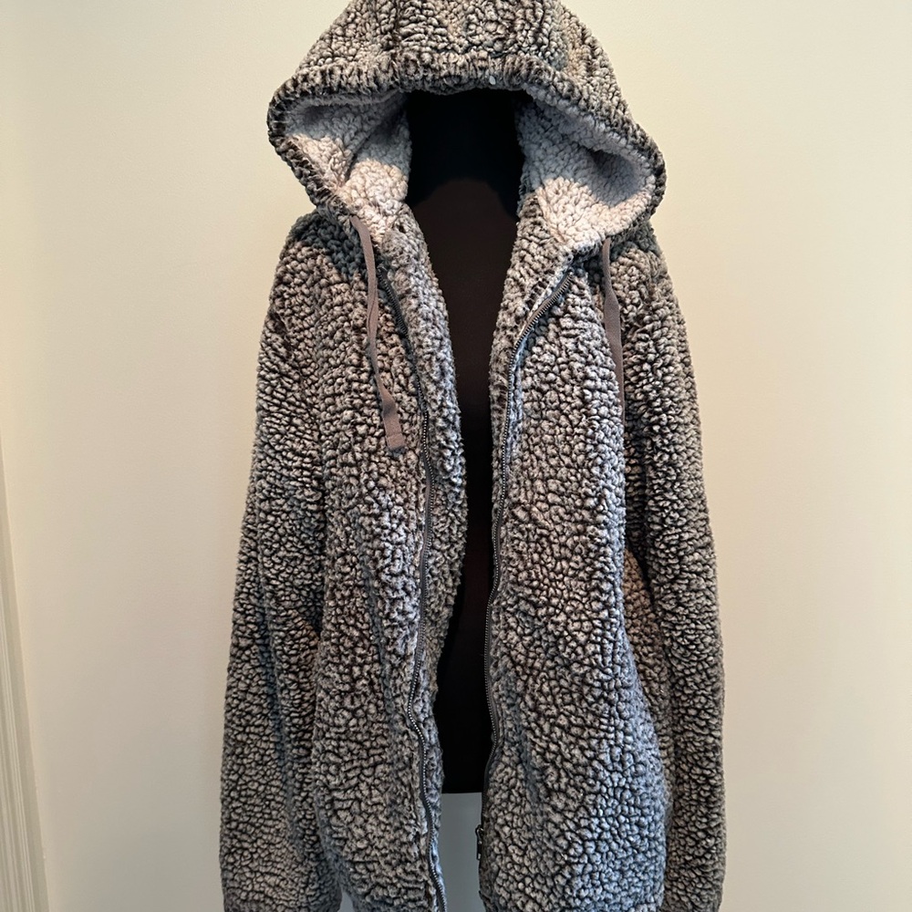 Cozy Gray Sherpa Jacket
